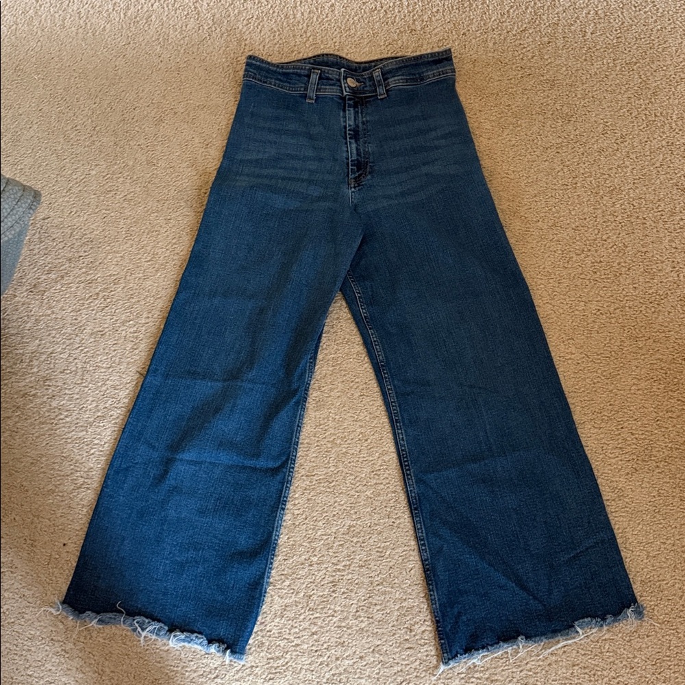 Zara Black Marine Straight Wide-Leg Jeans